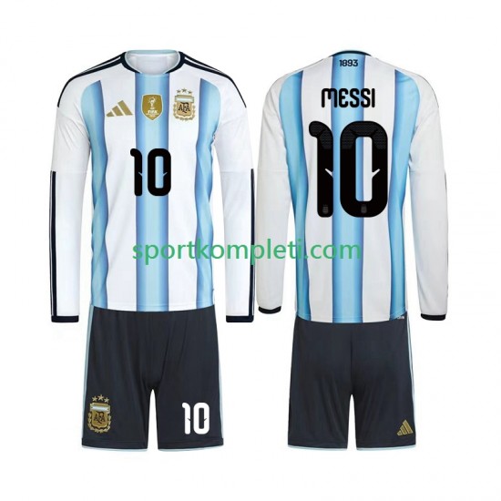 Argentina Djeca Domaći Nogometni Dres Lionel Messi 10 World Cup 2026 Dugi Rukavi