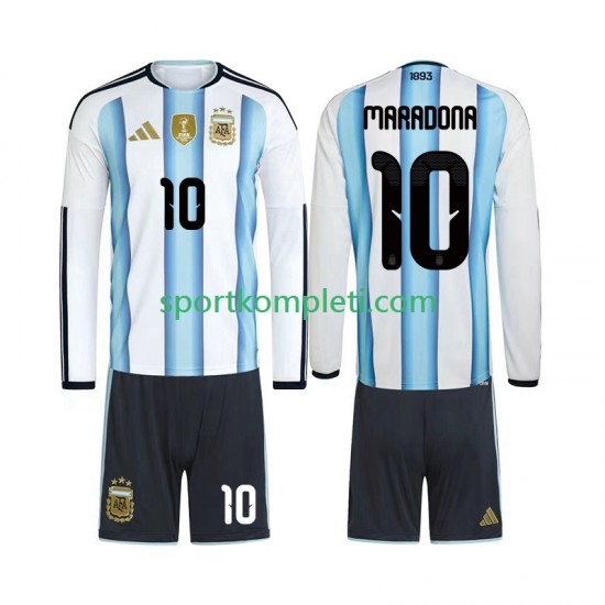 Argentina Djeca Domaći Nogometni Dres Maradona 10 World Cup 2026 Dugi Rukavi