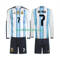 Argentina Djeca Domaći Nogometni Dres Rodrigo De Paul 7 World Cup 2026 Dugi Rukavi