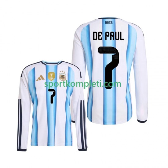 Argentina Muškarci Domaći Nogometni Dres Rodrigo De Paul 7 World Cup 2026 Dugi Rukavi