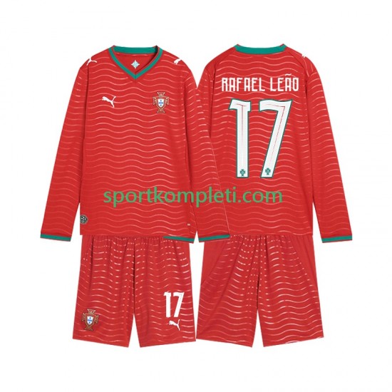Portugal Djeca Domaći Nogometni Dres Rafael Leao 17 World Cup 2026 Dugi Rukavi