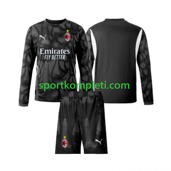 AC Milan Vratar Crno Djeca Domaći Nogometni Dres 2024-2025 Dugi Rukavi