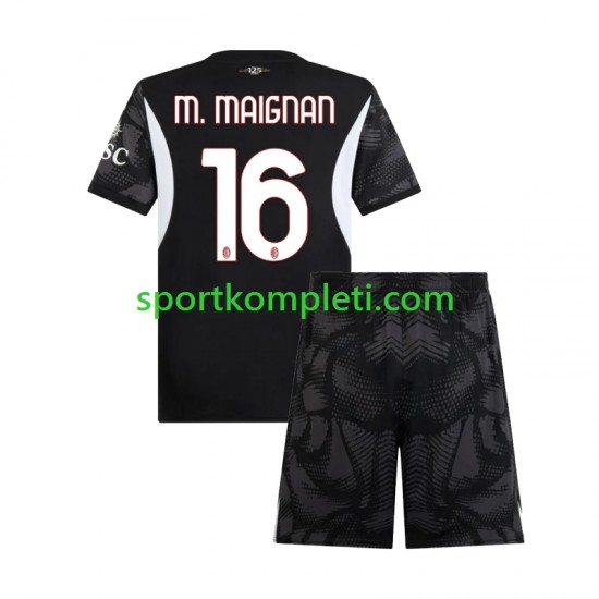 AC Milan Vratar Crno Djeca Domaći Nogometni Dres Mike Maignan 16 2024-2025 Kratki Rukavi