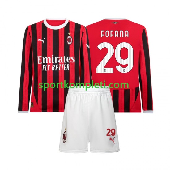 AC Milan Djeca Domaći Nogometni Dres Youssouf Fofana 29 2024-2025 Dugi Rukavi