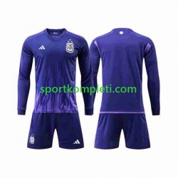 Argentina Djeca Gostujući Nogometni Dres 3 Stars World Cup 2022 Dugi Rukavi