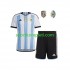 Argentina Djeca Domaći Nogometni Dres 3 Stars World Cup 2022 Kratki Rukavi