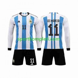 Argentina Djeca Domaći Nogometni Dres 3 Stars Di Maria 11 World Cup 2022 Dugi Rukavi