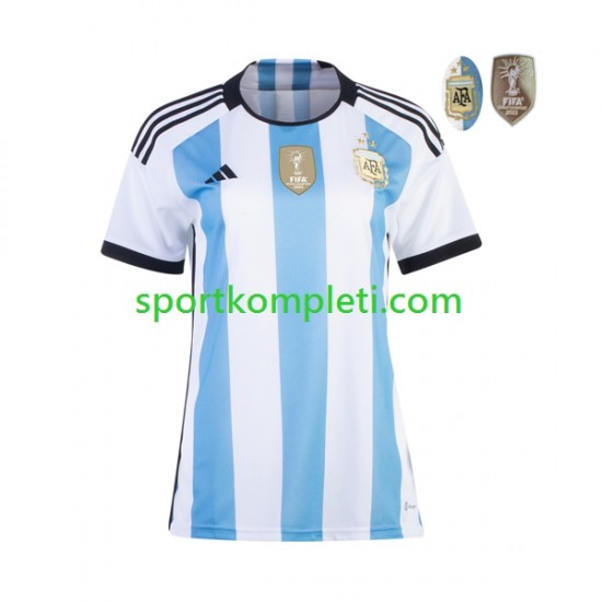 Argentina Žene Domaći Nogometni Dres 3 Stars World Cup 2022 Kratki Rukavi