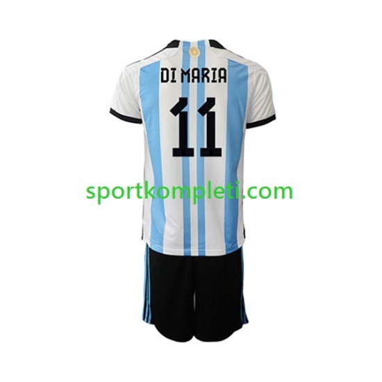 Argentina Djeca Domaći Nogometni Dres Di Maria 11 World Cup 2022 Kratki Rukavi