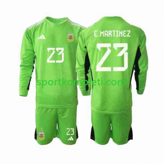 Argentina Vratar Djeca Domaći Nogometni Dres Emiliano Martinez 23 World Cup 2022 Dugi Rukavi
