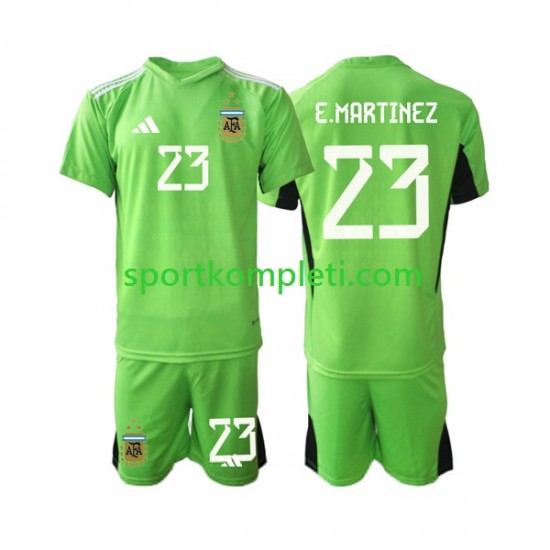 Argentina Vratar Djeca Domaći Nogometni Dres Emiliano Martinez 23 World Cup 2022 Kratki Rukavi