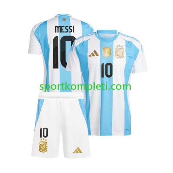 Argentina Djeca Domaći Nogometni Dres Lionel Messi 10 Copa America 2024 Kratki Rukavi