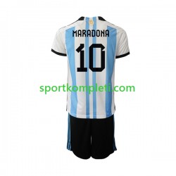 Argentina Djeca Domaći Nogometni Dres Maradona 10 World Cup 2022 Kratki Rukavi