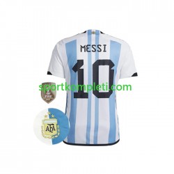 Argentina Muškarci Domaći Nogometni Dres Messi 10 3 Stars World Cup 2022 Kratki Rukavi