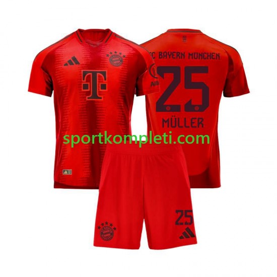 FC Bayern München Crvena Djeca Domaći Nogometni Dres Thomas Muller 25 2024-2025 Kratki Rukavi
