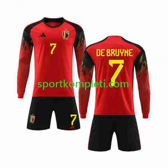 Belgija Djeca Domaći Nogometni Dres De Bruyne 7 World Cup 2022 Dugi Rukavi