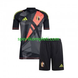 Belgija Vratar Crno Djeca Domaći Nogometni Dres Euro 2024 Kratki Rukavi