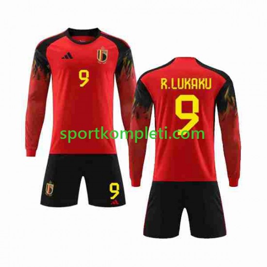 Belgija Djeca Domaći Nogometni Dres R.LUKAKU 9 World Cup 2022 Dugi Rukavi
