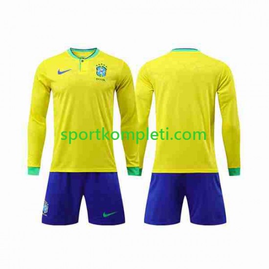 Brazil Djeca Domaći Nogometni Dres World Cup 2022 Dugi Rukavi