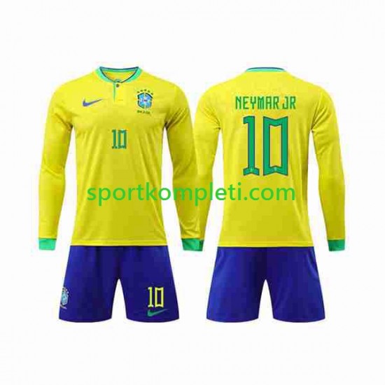 Brazil Djeca Domaći Nogometni Dres Neymar Jr 10 World Cup 2022 Dugi Rukavi