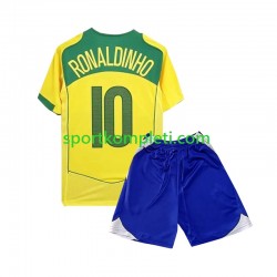 Brazil Retro Djeca Domaći Nogometni Dres Ronaldiho 10 2004 Kratki Rukavi
