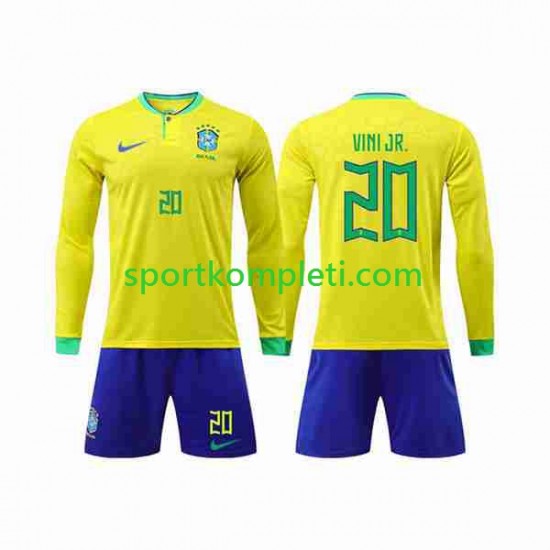 Brazil Djeca Domaći Nogometni Dres Vinicius Junior 20 World Cup 2022 Dugi Rukavi