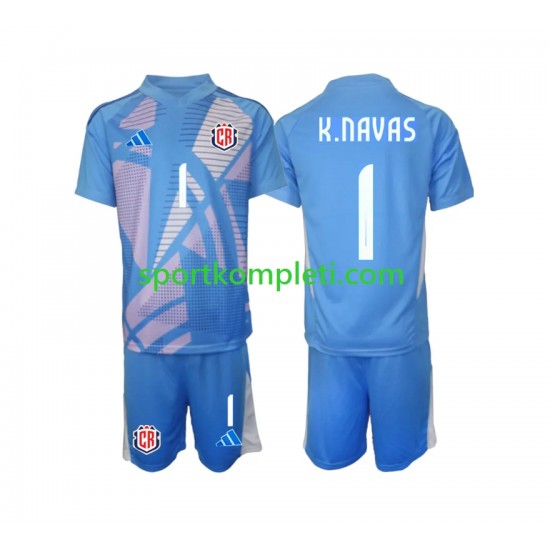 Kostarika Vratar Plava Djeca Domaći Nogometni Dres Keylor Navas 1 2024 Kratki Rukavi