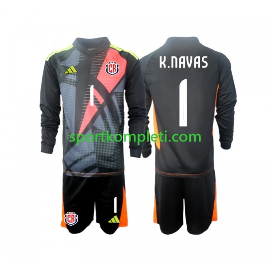 Kostarika Vratar Crno Djeca Treći Nogometni Dres Keylor Navas 1 2024 Dugi Rukavi