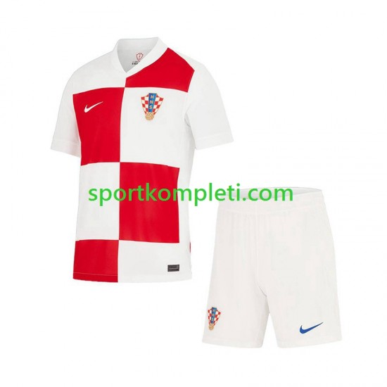 Hrvatska Djeca Domaći Nogometni Dres Euro 2024 Kratki Rukavi