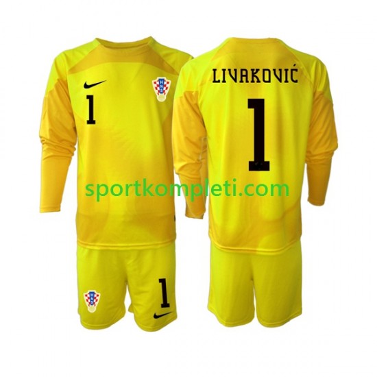 Hrvatska Vratar Djeca Domaći Nogometni Dres Dominik Livakovic 1 World Cup 2022 Dugi Rukavi