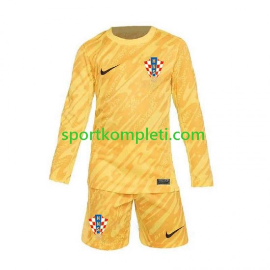 Hrvatska Vratar Žuta boja Djeca Domaći Nogometni Dres Euro 2024 Dugi Rukavi