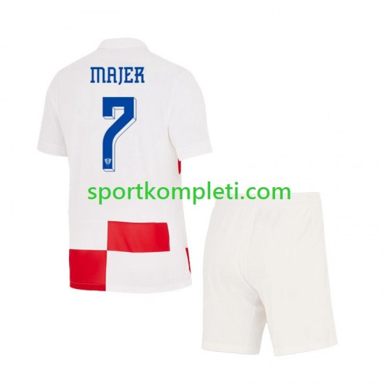 Hrvatska Djeca Domaći Nogometni Dres Lovro Majer 7 Euro 2024 Kratki Rukavi