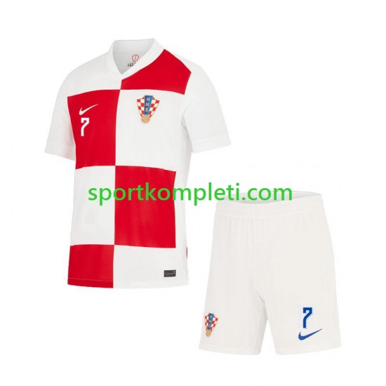 Hrvatska Djeca Domaći Nogometni Dres Lovro Majer 7 Euro 2024 Kratki Rukavi