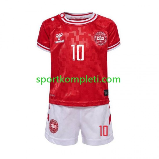 Danska Djeca Domaći Nogometni Dres Eriksen 10 Euro 2024 Kratki Rukavi