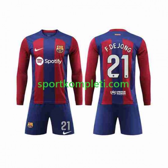 FC Barcelona Djeca Domaći Nogometni Dres Frenkie de Jong 21 2023-2024 Dugi Rukavi