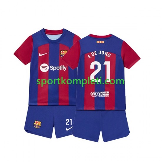FC Barcelona Djeca Domaći Nogometni Dres Frenkie de Jong 21 2023-2024 Kratki Rukavi