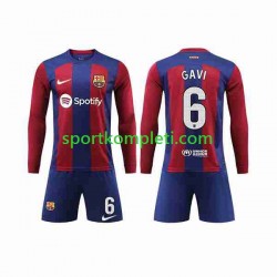 FC Barcelona Djeca Domaći Nogometni Dres GAVI 6 2023-2024 Dugi Rukavi