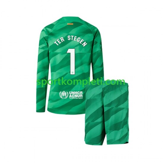 FC Barcelona Vratar Djeca Domaći Nogometni Dres Ter Stegen 1 2023-2024 Dugi Rukavi