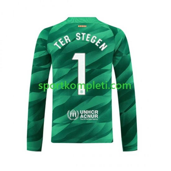 FC Barcelona Vratar Muškarci Domaći Nogometni Dres Ter Stegen 1 2023-2024 Dugi Rukavi