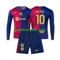 FC Barcelona Djeca Domaći Nogometni Dres Lionel Messi 10 2024-2025 Dugi Rukavi