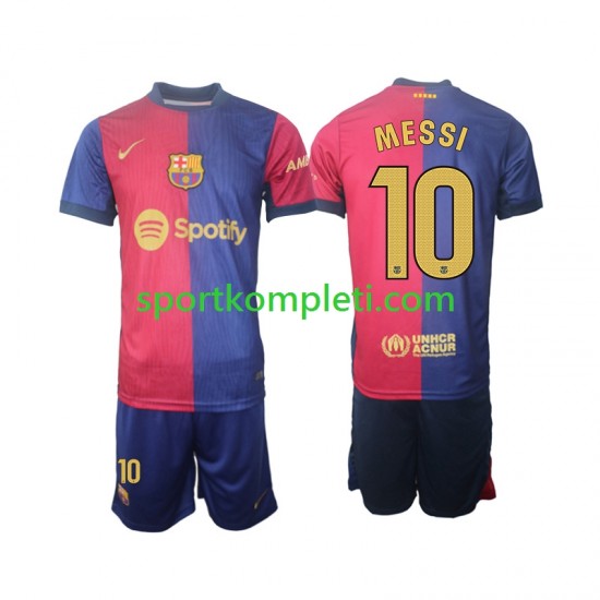 FC Barcelona Djeca Domaći Nogometni Dres Lionel Messi 10 2024-2025 Kratki Rukavi
