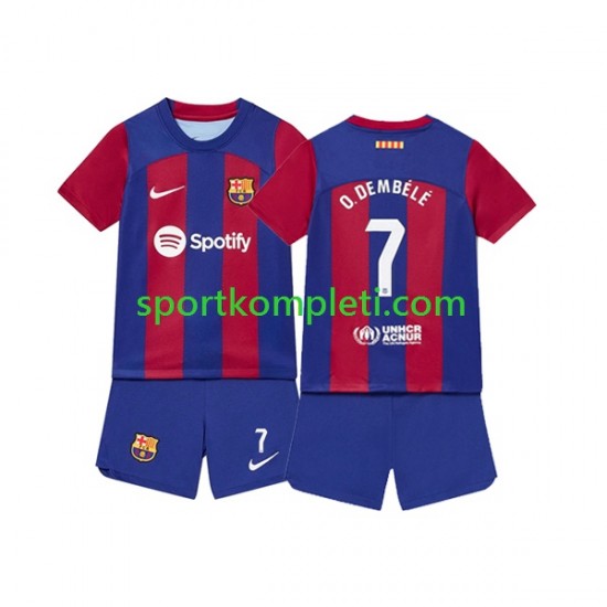 FC Barcelona Djeca Domaći Nogometni Dres Ousmane Dembele 7 2023-2024 Kratki Rukavi