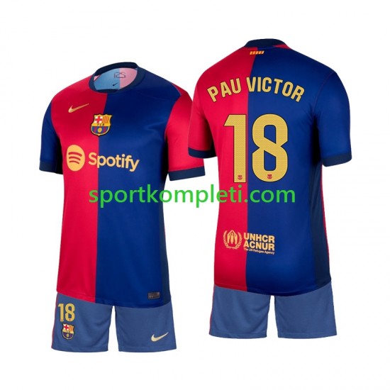 FC Barcelona Djeca Domaći Nogometni Dres Pau Victor 18 2024-2025 Kratki Rukavi