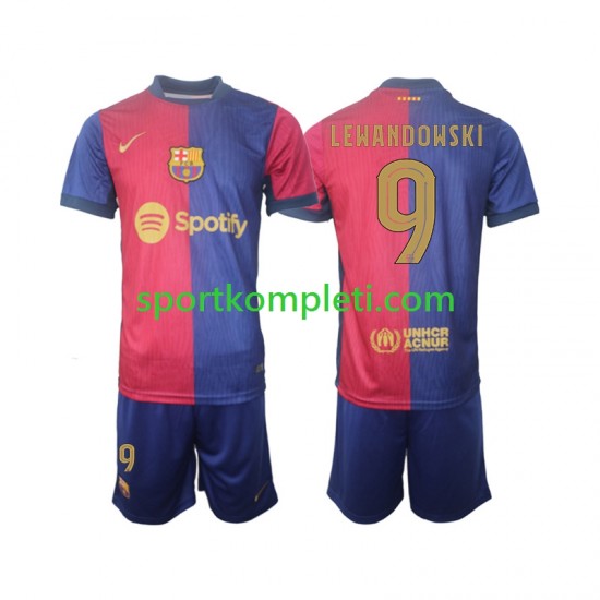 FC Barcelona Djeca Domaći Nogometni Dres UCL Font Robert Lewandowski 9 2024-2025 Kratki Rukavi