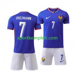 Francuska Plava Djeca Domaći Nogometni Dres Antoine Griezmann 7 Euro 2024 Kratki Rukavi