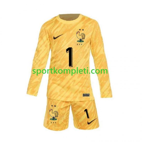 Francuska Vratar Žuta boja Djeca Domaći Nogometni Dres Hugo Lloris 1 Euro 2024 Dugi Rukavi