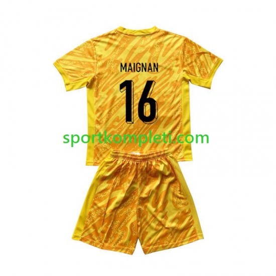 Francuska Vratar Žuta boja Djeca Domaći Nogometni Dres Mike Maignan 16 Euro 2024 Kratki Rukavi