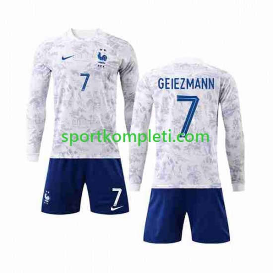 Francuska Djeca Gostujući Nogometni Dres Griezmann 7 World Cup 2022 Dugi Rukavi Francuska Djeca Gostujući Nogometni Dres Griezmann 7 World Cup 2022 Dugi Rukavi