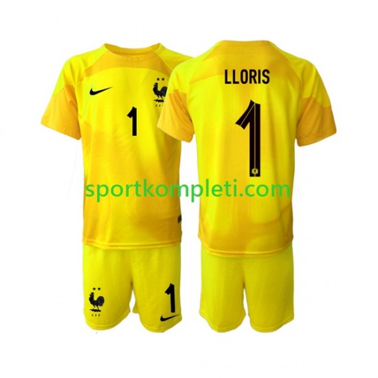 Francuska Vratar Djeca Treći Nogometni Dres Hugo Lloris 1 World Cup 2022 Kratki Rukavi