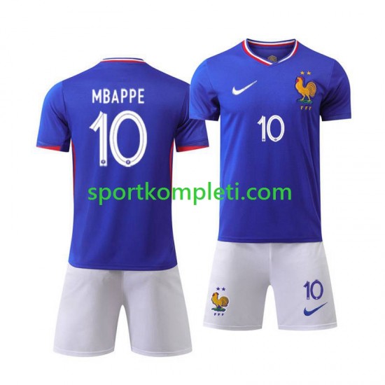 Francuska Djeca Domaći Nogometni Dres Kylian Mbappe 10 Euro 2024 Kratki Rukavi